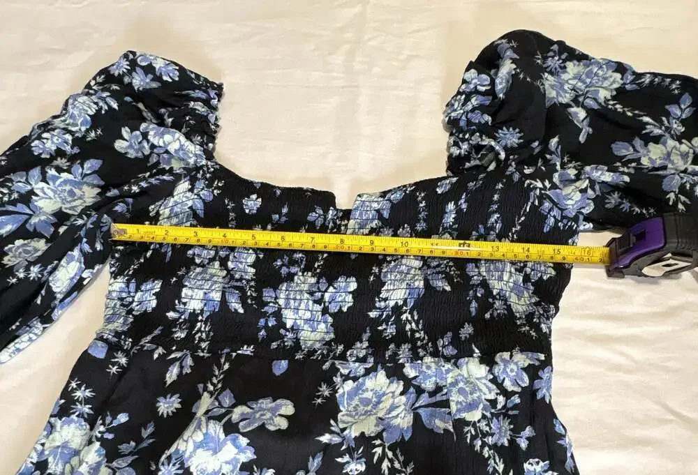 Free People Jaymes Floral Print Smocked Long Sleeve Midi Dress